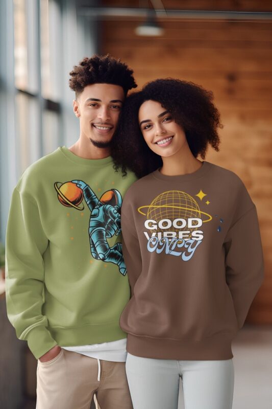 winterwear mockup of a man and a woman wearing matching sweatshirts m36114 Printyworld.com | Pakistan's First Print On Demand Company