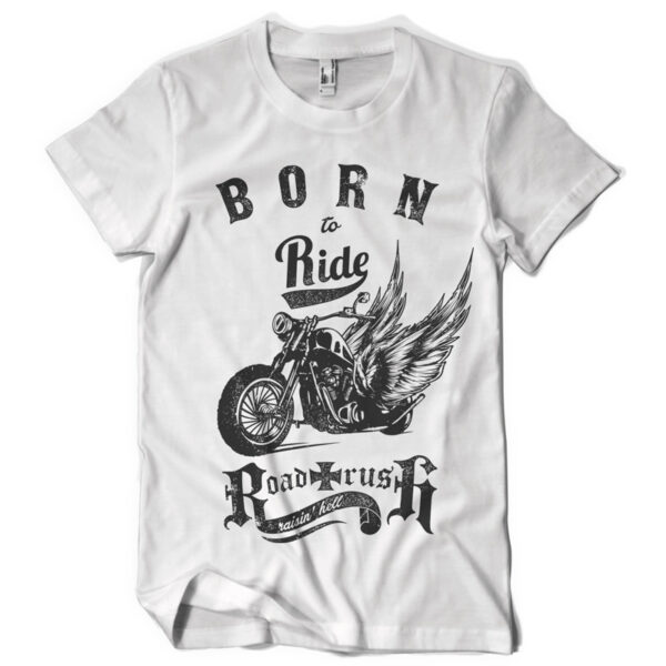 Born To Ride Road Trust Printed Cotton T-shirt
